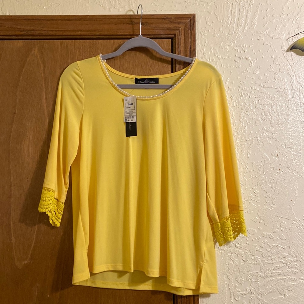 Fancy Yellow pearl beaded top